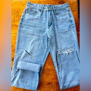 Shein blue jeans; slightly ripped